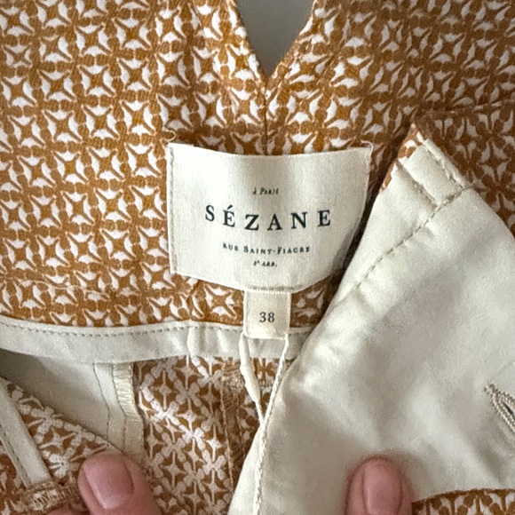 Sézane Jacquard Susie Gold Women's Pants - Picture 4 of 8